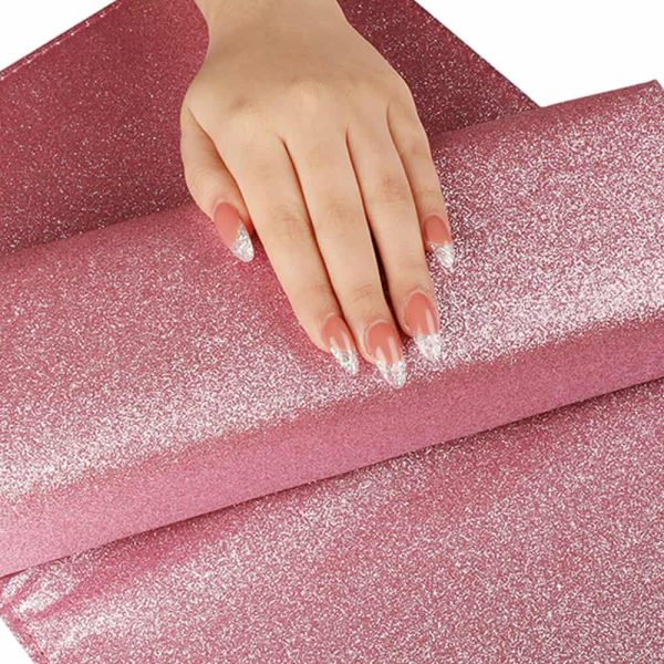 Glamlily Medium Silver Glitter Nail Mat for Pictures, Manicure Hand Rest (17 x 12 in)