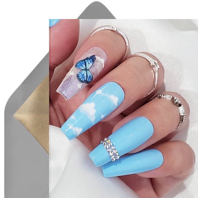 Butterfly and Cloud Nails - Glam nails
