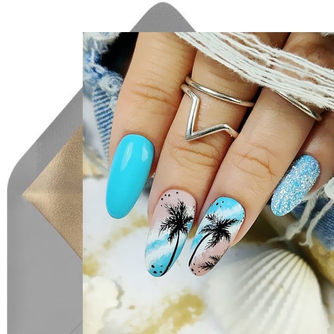 SeaShore Tree Themed Nails - Glam Nails