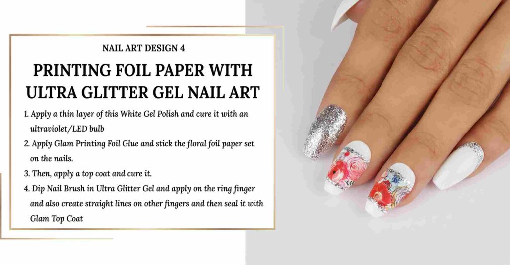 Foil Paper with Ultra Glitter Nail Art - Glam Nails
