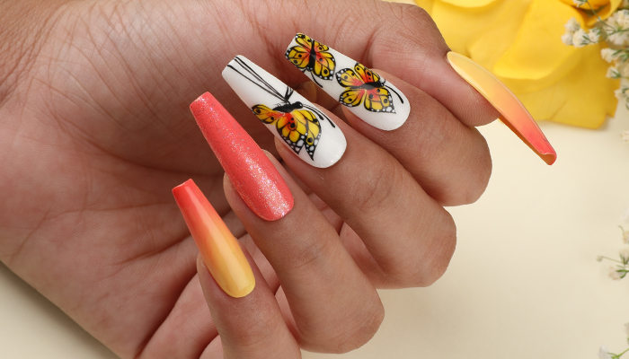 Embrace Autumn with Stunning Nail Art Ideas : 3D Flower French Nails