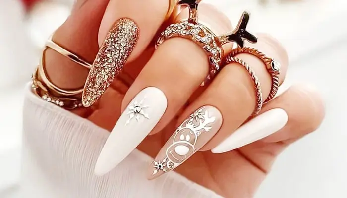 25 Pretty Holiday Nail Art Designs 2021 : Rose Gold French Tip Nails