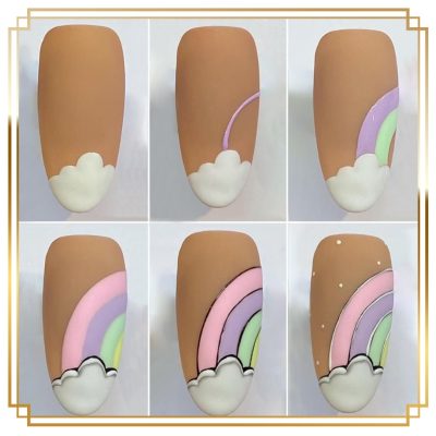 French Rainbow Nail Art